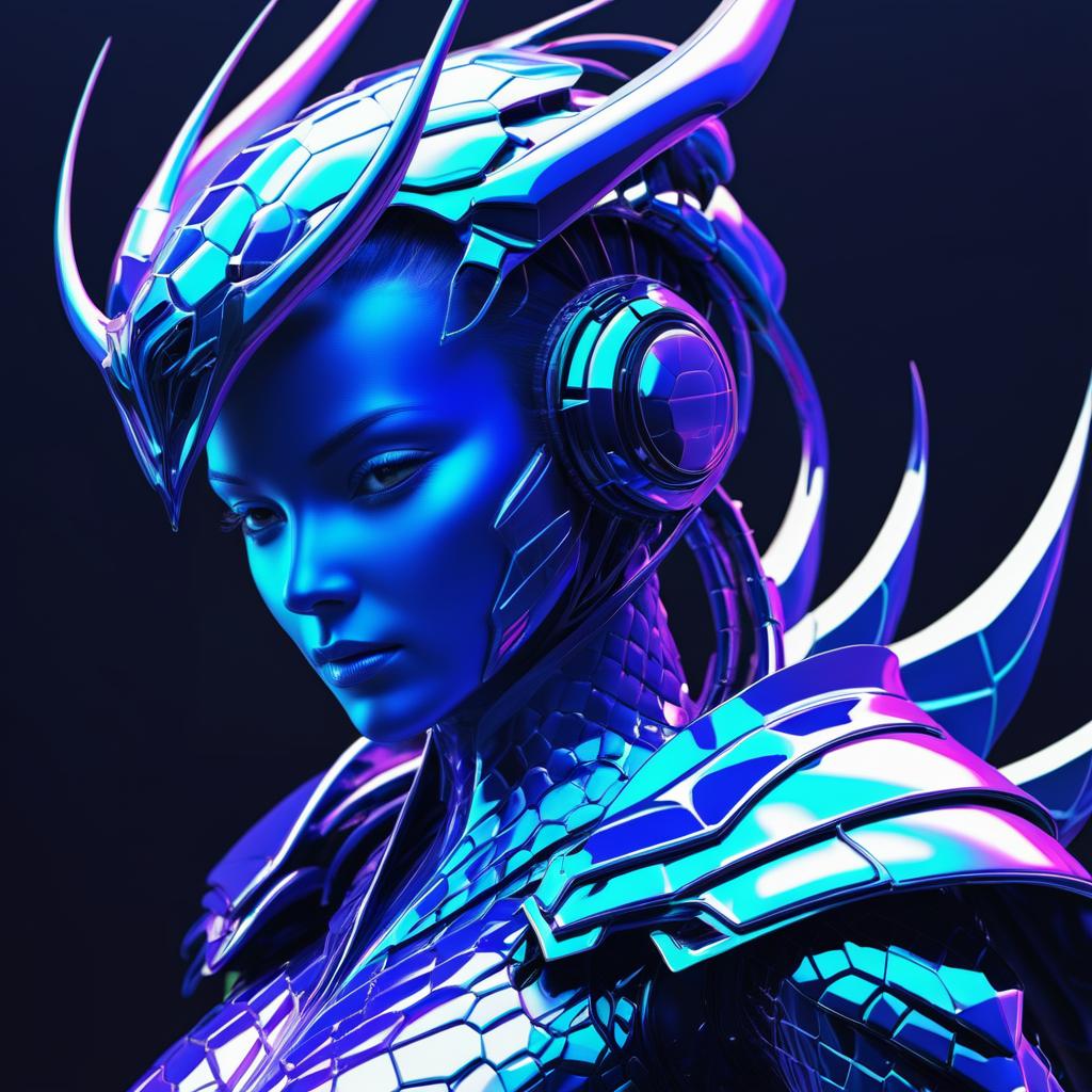 Duotone 3D Art of an Alien Queen