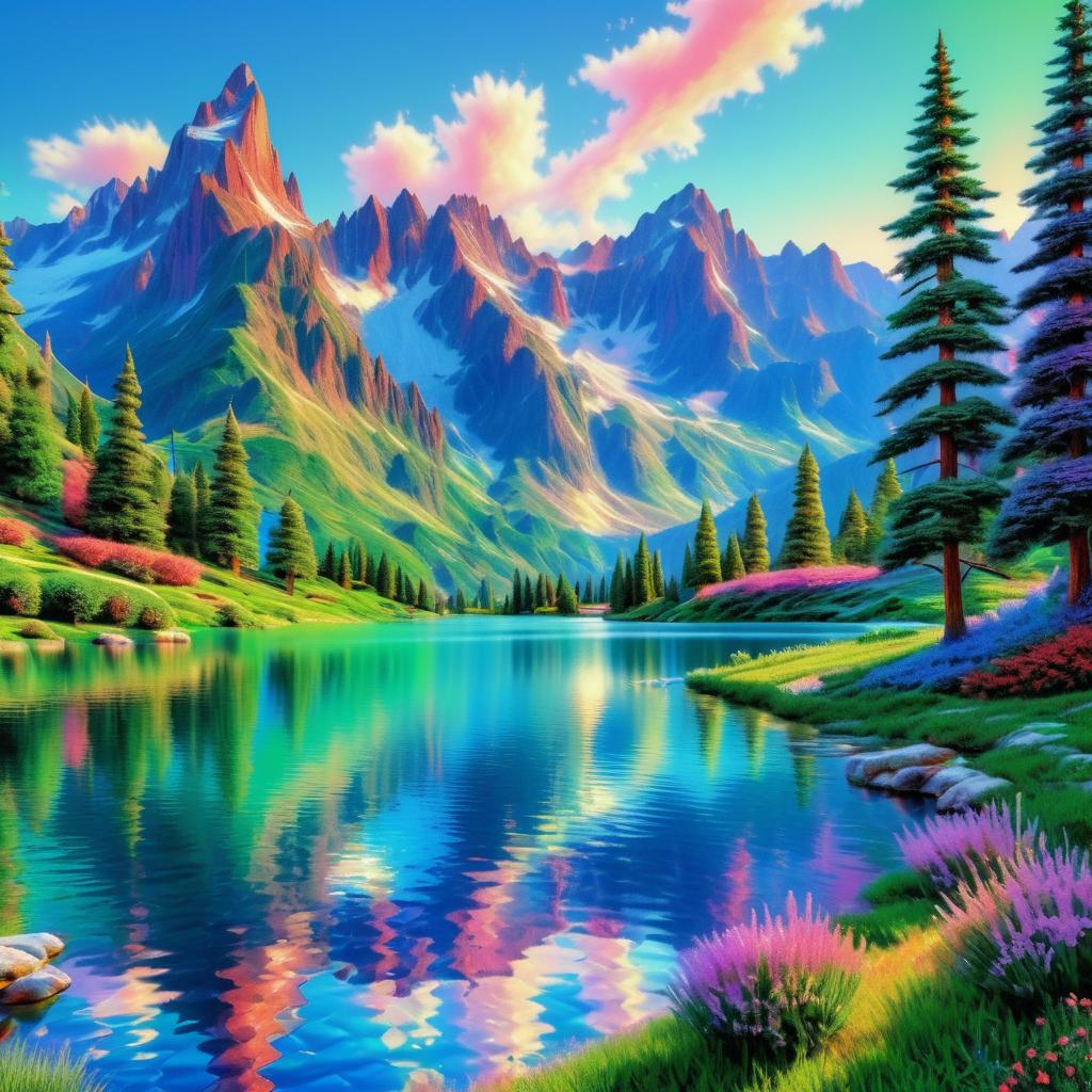 Majestic Anaglyph Mountain Landscape Art