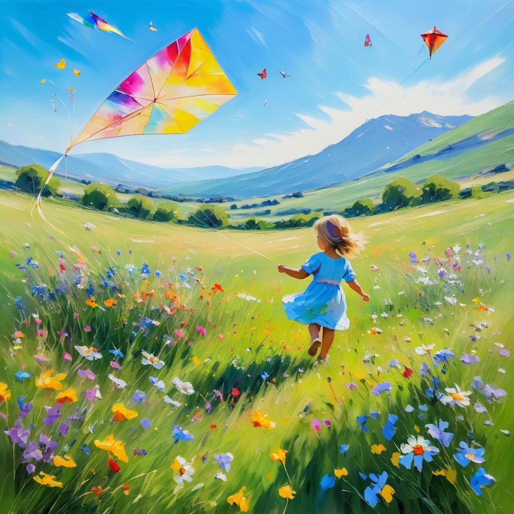 Impressionist Scene: Child with Kite