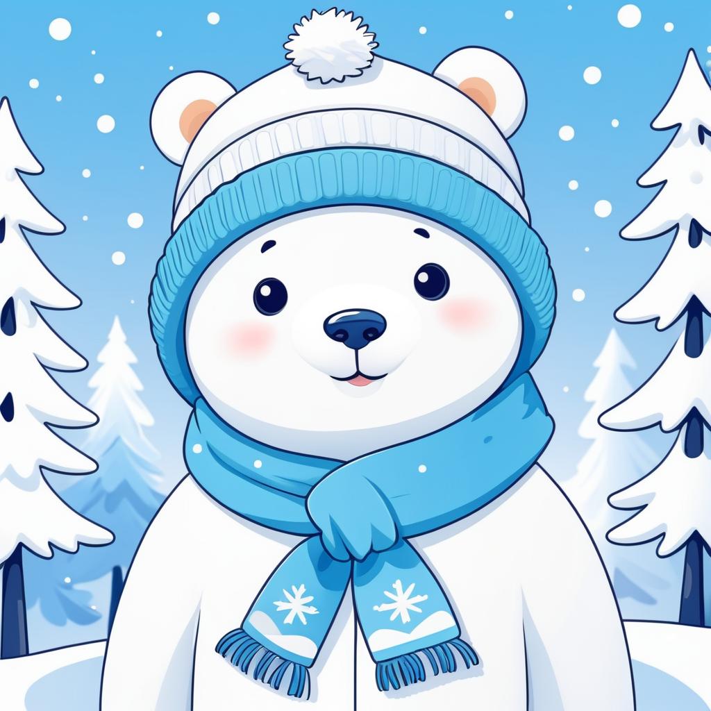 Kawaii Polar Bear in Holiday Cheer