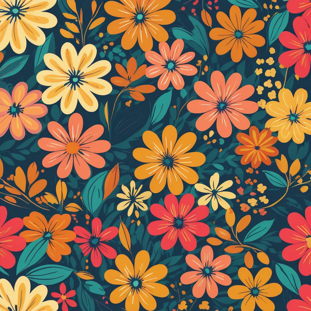 Vibrant Retro Floral Pattern Design