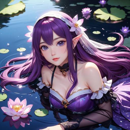Ethereal Cowgirl by the Moonlit Pond