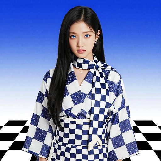 Argyle Checkered Portrait of Jang Wonyoung