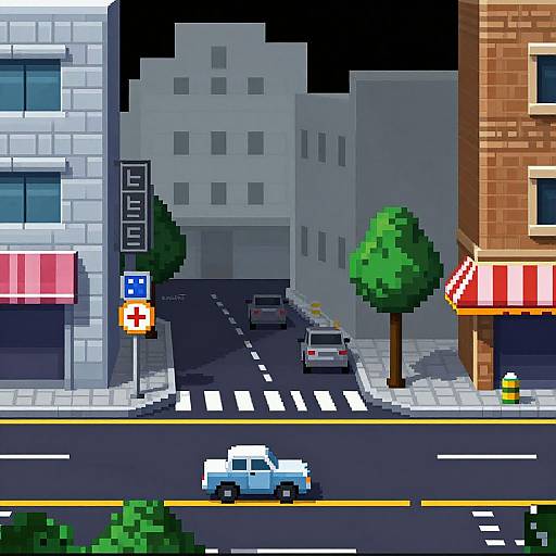 Retro PS2 Urban Street Scene