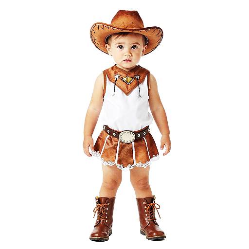 Toddler in Cowboy Cheerleader Costume