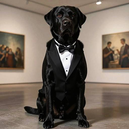 Sophisticated Black Lab in Tuxedo