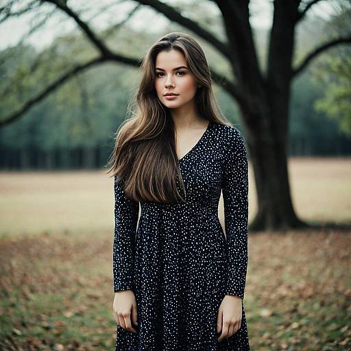 Young Woman Wearing Long Sleeve Dress Outdoors