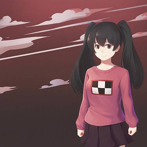 Illustration of Monoko, yume nikki in the style of Wangxiii