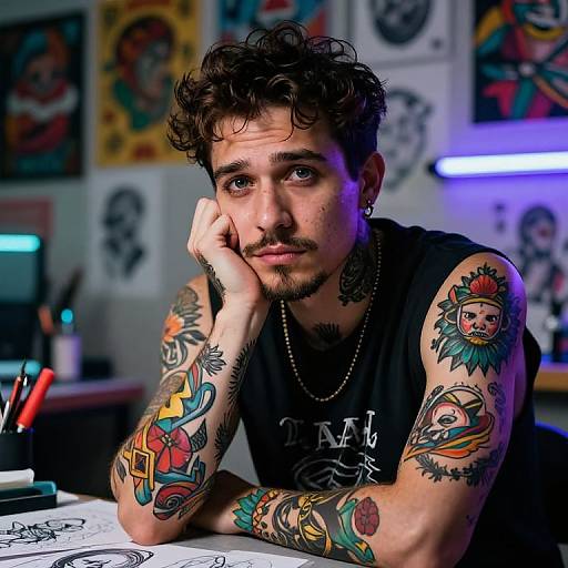 Neon Tattoo Artist Portrait
