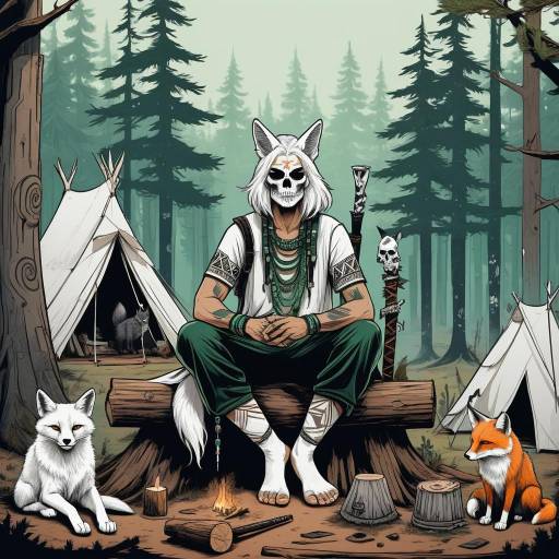 Tribal Fantasy Character in Forest Camp