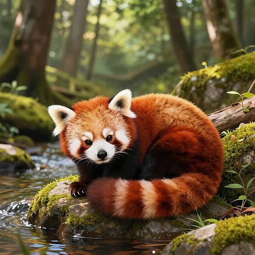 Red Panda Resting in Forest