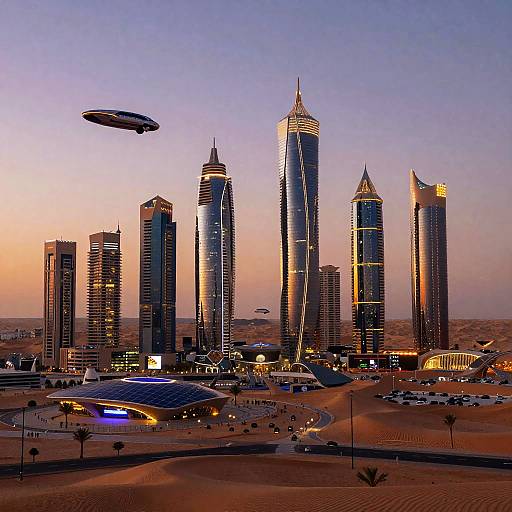 Neom Futuristic Cityscape at Dusk
