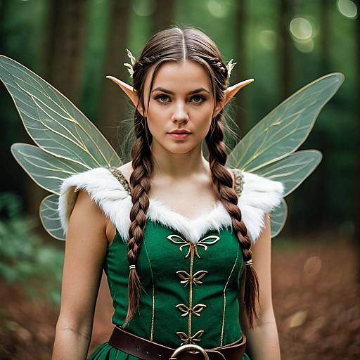 Woman in Elf Fairy Costume with Wings