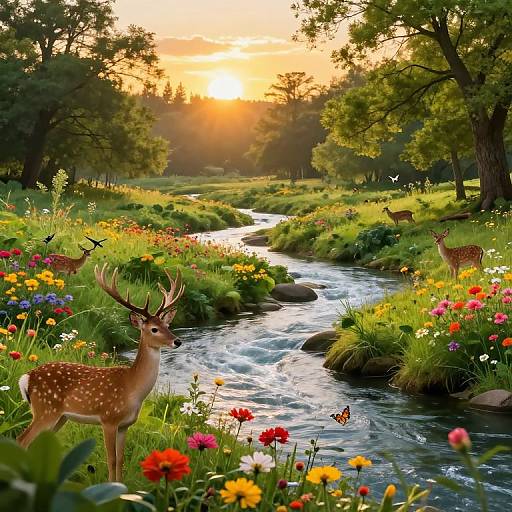 Lush Nature Scene at Golden Sunset