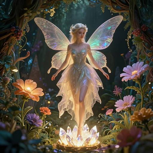 Ethereal Fairy on Glowing Pedestal