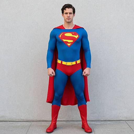 Man in Superman Costume Pose