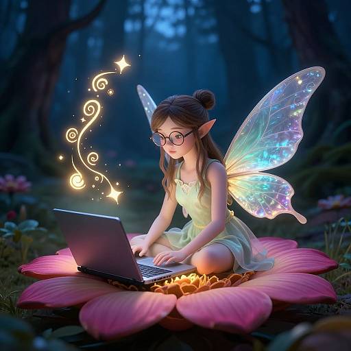Nerdy Fairy with Enchanted Laptop