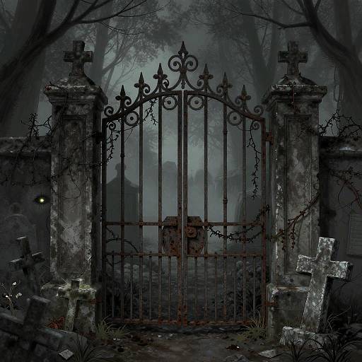 Creepy Gothic Graveyard Illustration