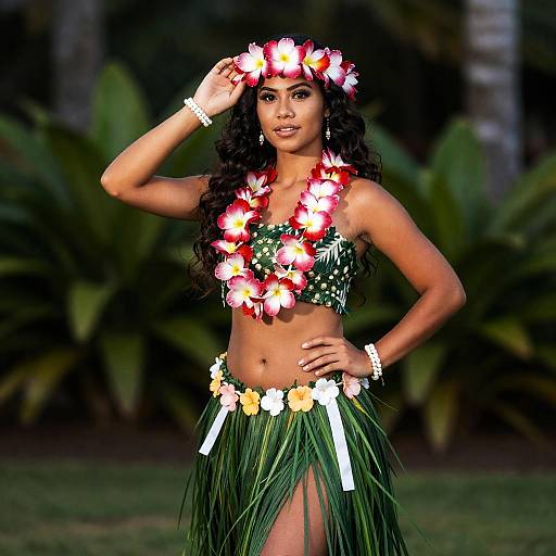 Woman in Luau Hula Costume