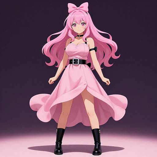 Vibrant Pink-Haired Anime Woman