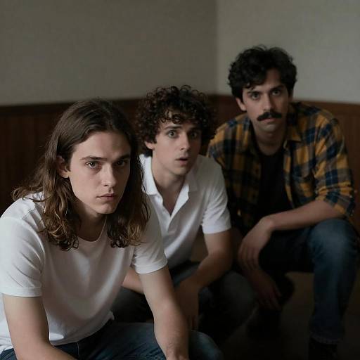 Three Men in a Dimly Lit Room