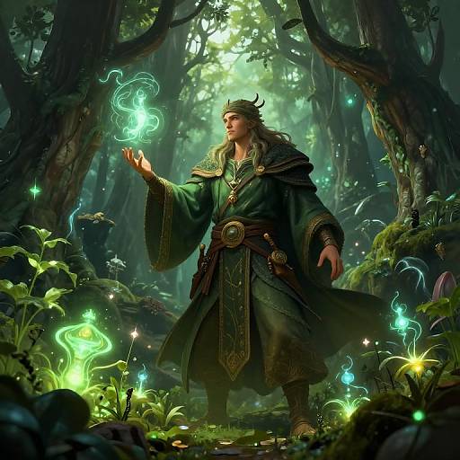 Majestic Druid in Enchanted Forest