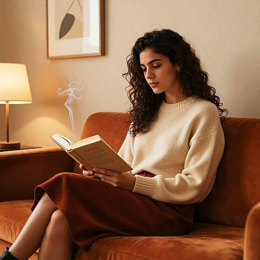 Golden Hour Reading by Velvet Couch