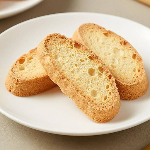Golden Biscotti on White Plate
