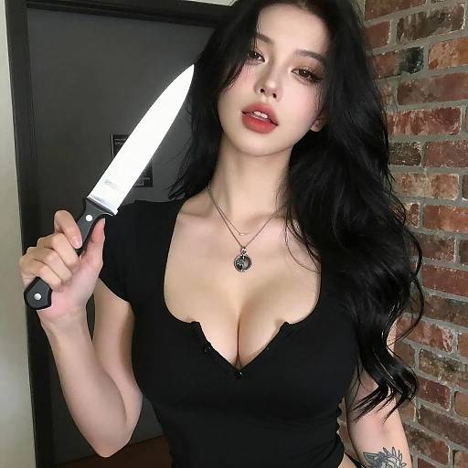 Gothic Woman with Glowing Knife