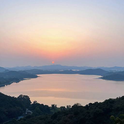 Impressionistic Serene Sunrise Over Lake
