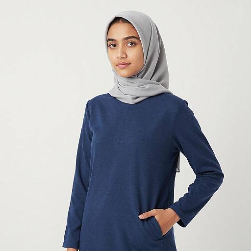 Portrait of Woman in Gray Hijab