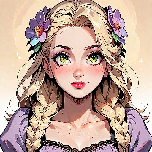 Detailed Anime Girl with Flower