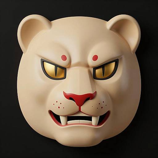 Stylized Lion Mask with Fierce Expression