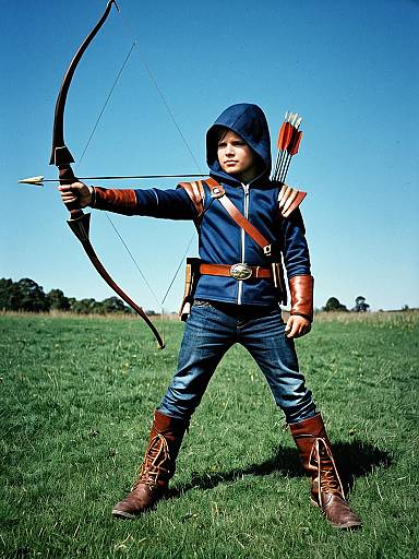 Realistic Boy in Arrow Costume Outdoors