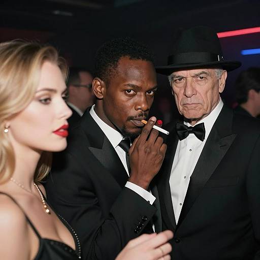 Three Stylish People in Nightclub