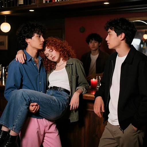 Intimate Bar Scene with Friends