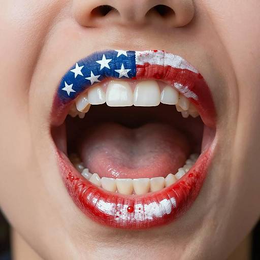 American Flag Lip Art Close-Up