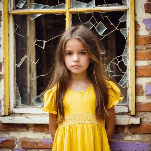 Girl in Yellow Dress by Broken Window