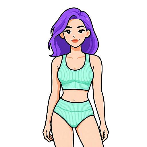 Smiling Woman in Mint Green Sportswear