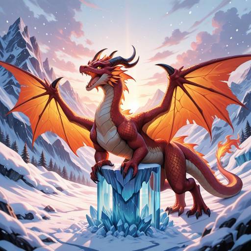Vibrant Orange Dragon Amidst Snow