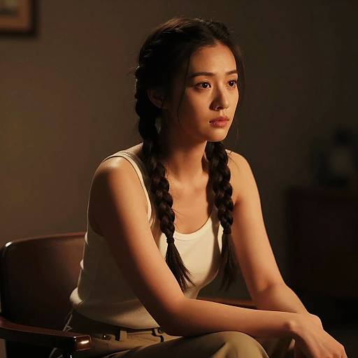 Braided Woman in Cinematic Light