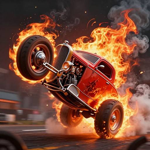 Fiery Cartoon Hot Rod Beast