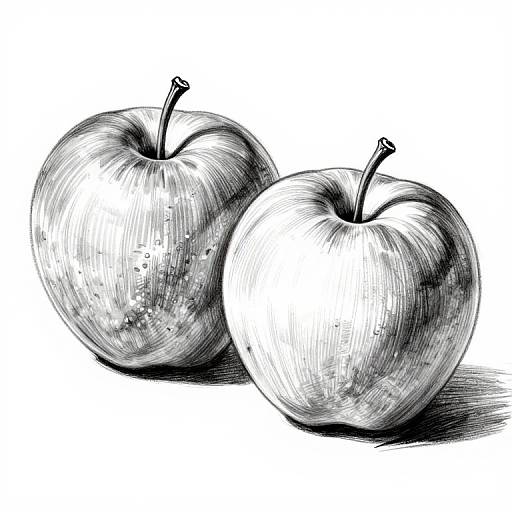 Realistic Hand-Drawn Apple Sketch