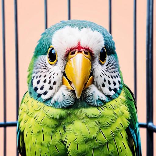 Close-up of Colorful Parakeet in Cage
