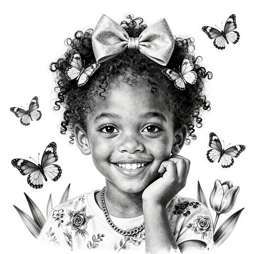 Radiant Young Girl with Butterflies