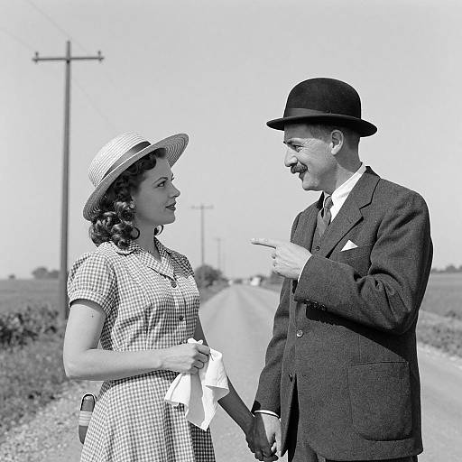 Vintage Lovers on a Rural Road