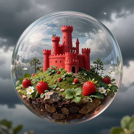 Surreal Strawberry Sphere Landscape