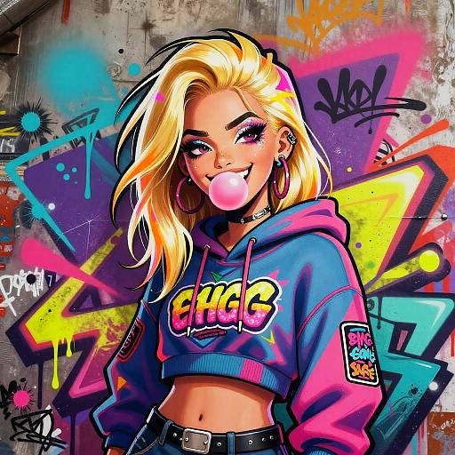 Urban Graffiti Style Female Character