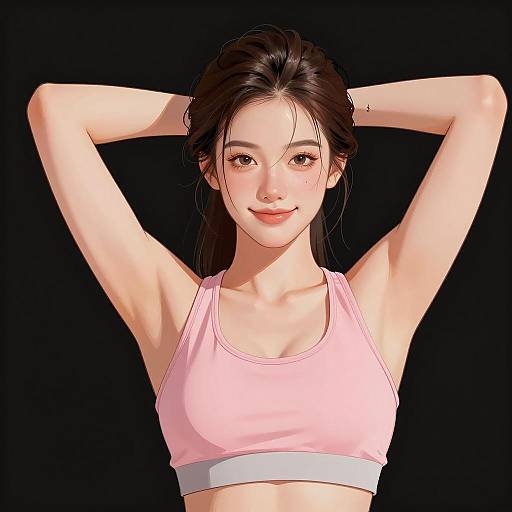 Confident Young Woman in Pink Sports Bra