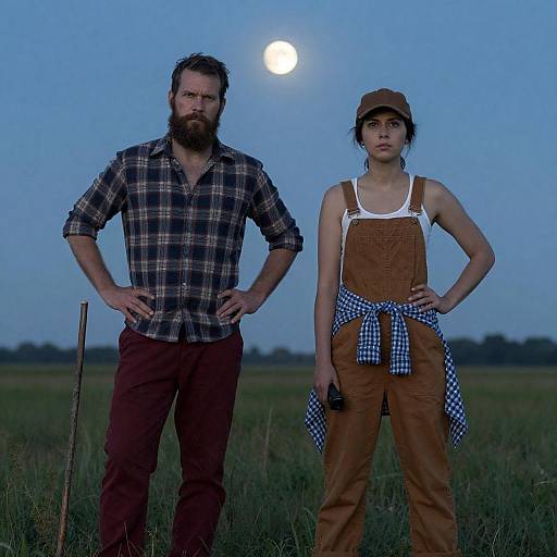 Dramatic Dusk Portrait in Grassy Field